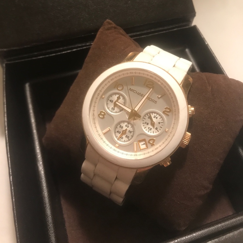 Michael Kors Winter White Watch with gold